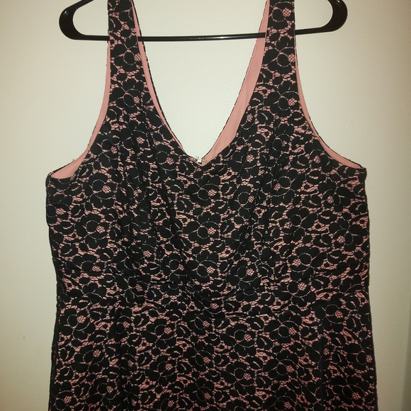 New Noir Lace Black & Pink Flare Dress - Picture 3 of 10